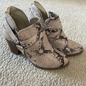 Snake print booties size 6